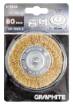 Wire wheel brush 80 mm, crimped wire, brass-plated, with 6 mm shank