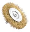 Wire wheel brush 80 mm, crimped wire, brass-plated, with 6 mm shank