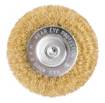 Wire wheel brush 80 mm, crimped wire, brass-plated, with 6 mm shank