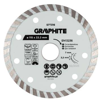 Turbo cutting diamond disc, 115 x 22.22 mm, dry and wet