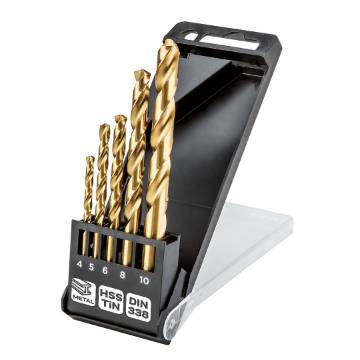 HSS-TiN metal drill bits , 4.0 - 10 mm, set of 5 pcs.