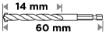 Hex concrete drill bit 3 mm