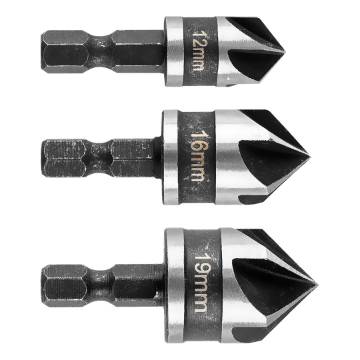 Hex chamfer set, 12, 16, 19 mm, set 3 pcs