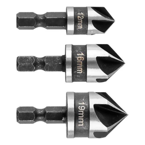 Hex chamfer set, 12, 16, 19 mm, set 3 pcs