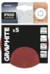 Velcro-backed sanding discs 150 mm, P100, 5 pcs, with 8 holes
