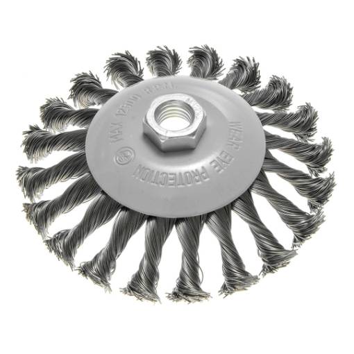 Wire wheel brush 125mm, twisted wire, steel M14