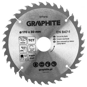 Circular saw blades with HM tips 170 x 30mm, 36 teeth