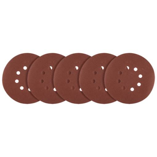 Velcro-backed sanding discs 150 mm, P180, 5 pcs, with 8 holes