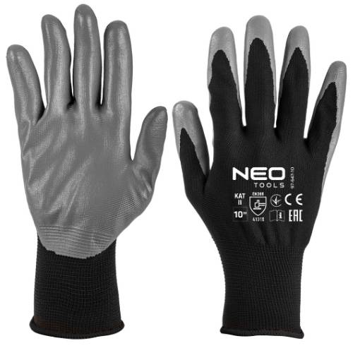Work gloves, nitrile coated polyester, 4131X, size 7 (card)