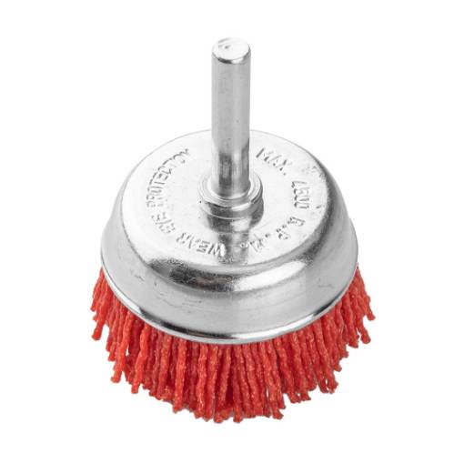 50 mm nylon butt brush, with 6 mm shank