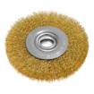 Wire wheel brush 125 x 20 mm, crimped wire, brass-plated