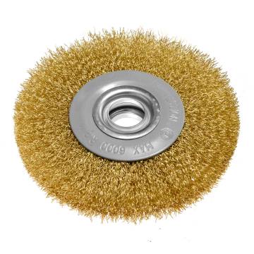 Wire wheel brush 125 x 20 mm, crimped wire, brass-plated