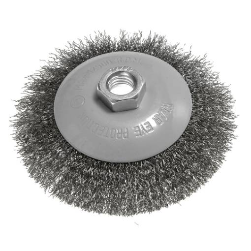 Wire wheel brush 115 mm, crimped wire, steel, M14