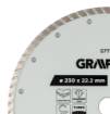 Turbo cutting diamond disc, 230 x 22.22 mm, dry