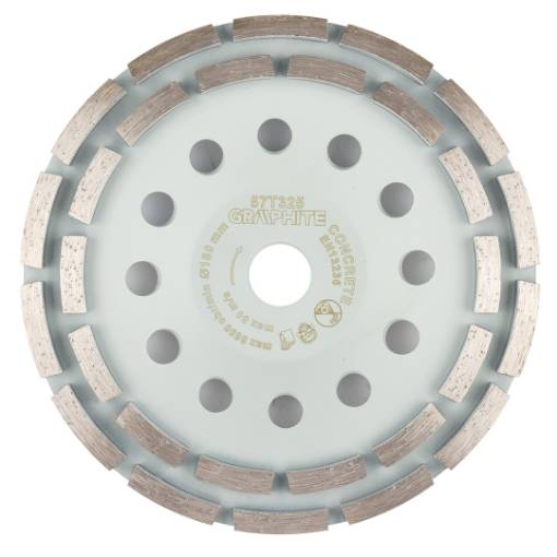 Diamond grinding disc, 2 segments, 180 x 22.2 mm, dry