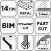 Blade for reciprocating saw, BIM, 152 x 19 x 0.9 mm, 14 TPI