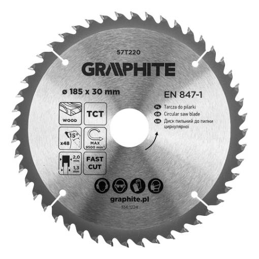 Saw blade, widia, 185 x 30 mm, 48 teeth