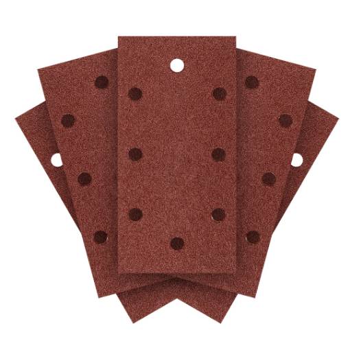 Sanding paper, velcro  93 x 185 mm, P40, 5 pcs. with 8 holes
