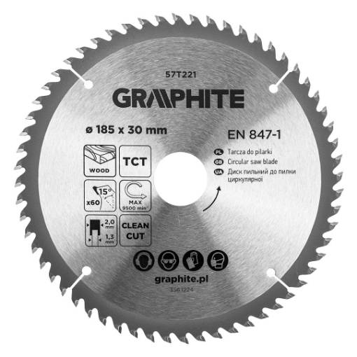 Saw blade, widia, 185 x 30 mm, 60 teeth