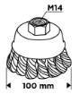 Cup wire brush 100 mm, twisted steel wire, M14