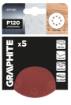 Velcro-backed sanding discs 125 mm, P120, 5 pcs, with 8 holes