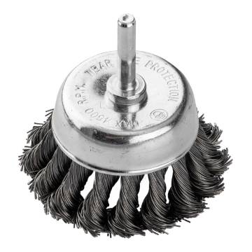 Cup wire brush 75 mm, twisted steel wire,  with 6 mm shank