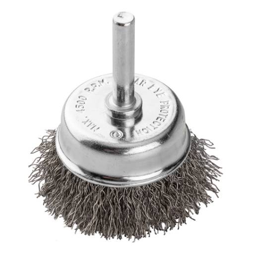 Cup wire brush 50 mm, crimped steel wire, with 6 mm shank
