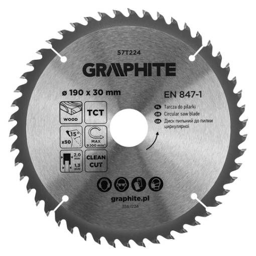 Saw blade, widia, 190 x 30 mm, 50 teeth