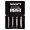 Reversible screw extractors for broken screws or damaged sockets, set 4 pcs