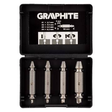 Reversible screw extractors for broken screws or damaged sockets, set 4 pcs
