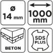 SDS Plus concrete drill bit with double helix 14 x 1000 mm
