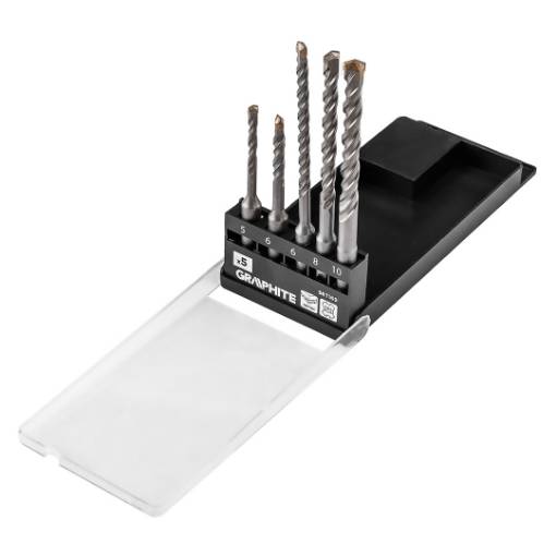 SDS Plus concrete drill bit set with double helix 5, 6 x 110 mm, 6, 8, 10 x 160 mm, set 5 pcs