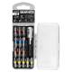 Bit set SL3/4/5, PH1/2/3, PZ1/2/3, TX10/15/20/25/30 x 25 mm, with holder magnet. 65 mm, 15 pcs.