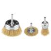 Wire brushes, crimped wire, brass-plated, 25, 50, 75 mm, 3 pcs., shank 6 mm