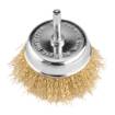 Cup wire brush 75 mm, crimped wire, brass-plated, with 6 mm shank