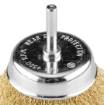 Cup wire brush 75 mm, crimped wire, brass-plated, with 6 mm shank