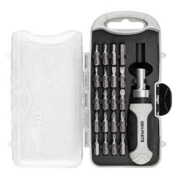 Bit set with magnetic holder with ratchet 115 mm, 21 pcs