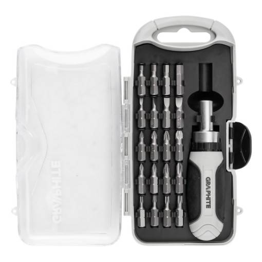 Bit set with magnetic holder with ratchet 115 mm, 21 pcs