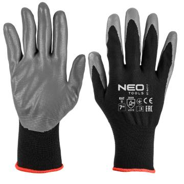Work gloves, nitrile coated polyester, 4131X, size 7 (card)