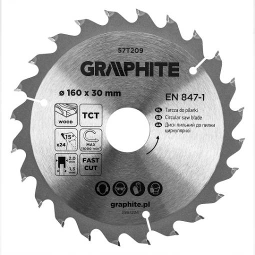 Saw blade, widia, 160 x 30 mm, 24 teeth