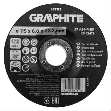 Grinding disc, aluminium oxide for metal 115 x 6.0 x 22.2 mm, 27 A24-R-BF, convex