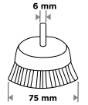 75 mm nylon butt brush, with 6 mm shank