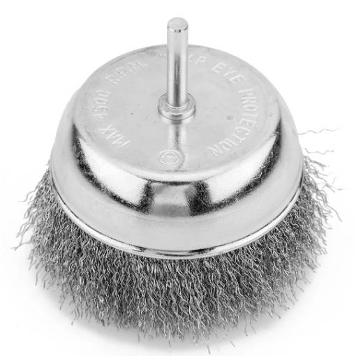 Cup wire brush 100 mm, crimped steel wire, with 6 mm shank