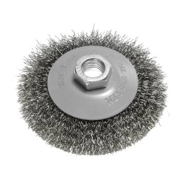 Wire wheel brush 100 mm, crimped wire, steel, M14