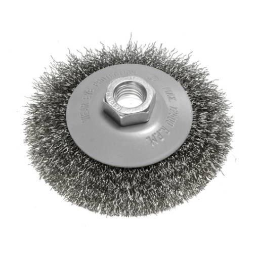 Wire wheel brush 100 mm, crimped wire, steel, M14