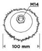 Wire wheel brush 100 mm, crimped wire, steel, M14