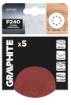 Velcro-backed sanding discs 125 mm, P240, 5 pcs, with 8 holes