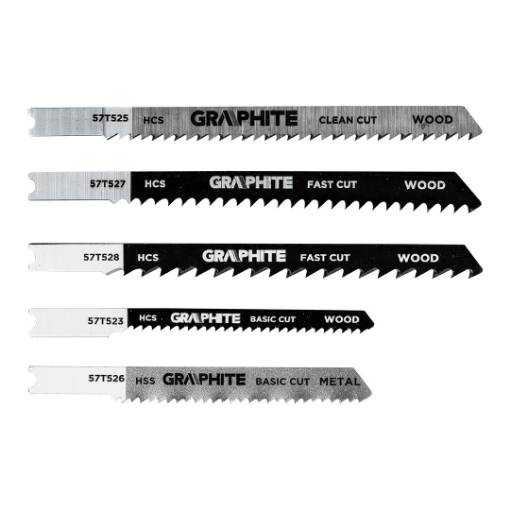 Jigsaw blade set, 6 TPI, 8 TPI, 10 TPI, 12 TPI, HCS, U-shaped handle, 5 pcs