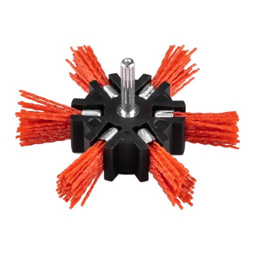 Nylon wheel brush, 100 mm, with 6 mm shank