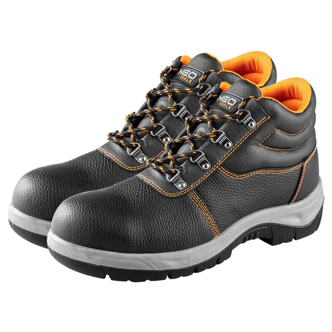 S1 SR FO leather boots, steel toecap, size 45